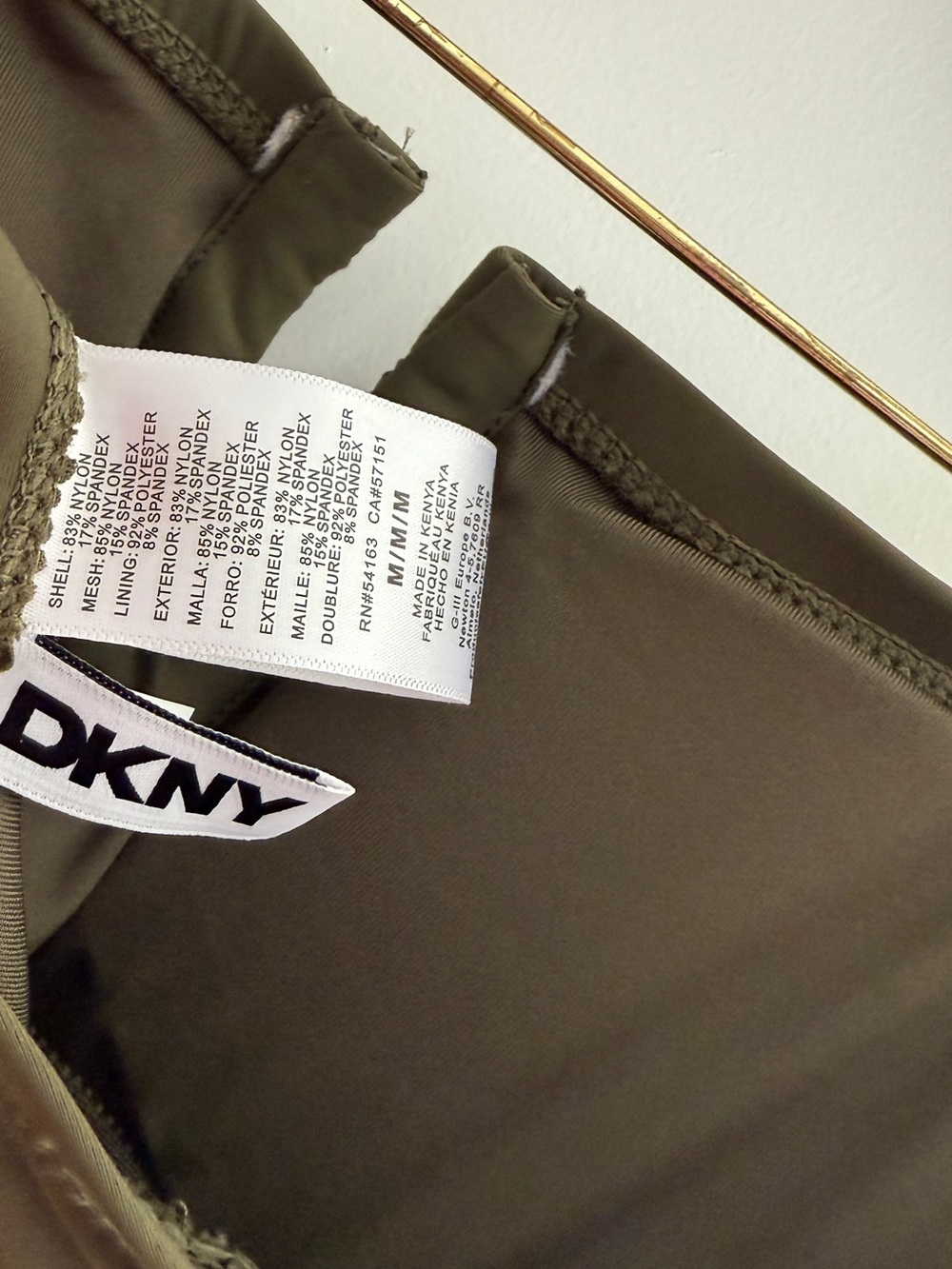 DKNY Olive Green Ruched One-Piece Swimsuit NWT Medium Strapless Tummy Control - Picture 9 of 9